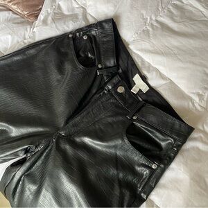 H&M FAUX LEATHER TEXTURED PANT TROUSER